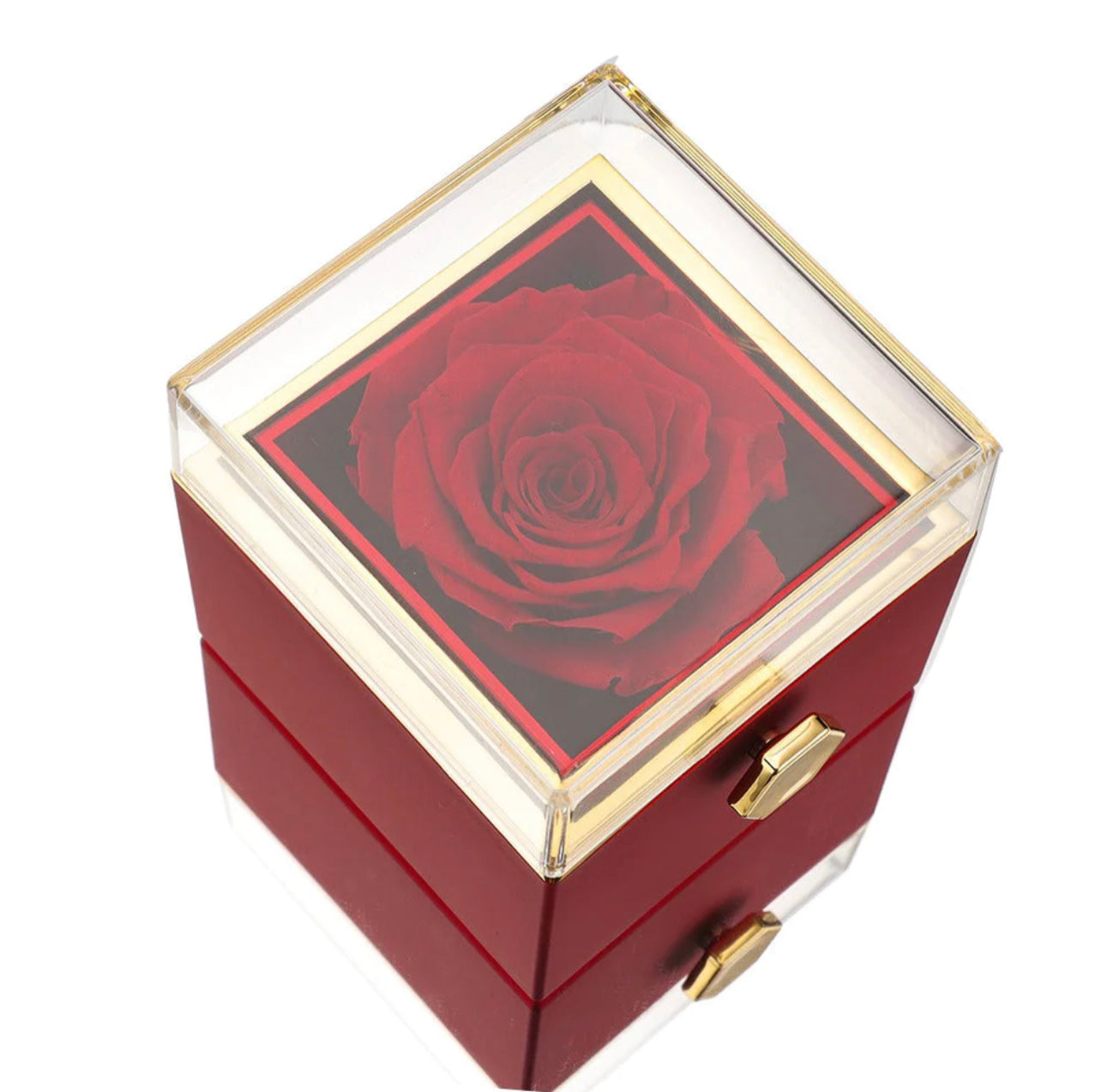 Eternal Rose Box - w/ Engraved Necklace & Real Rose Blue / Silver