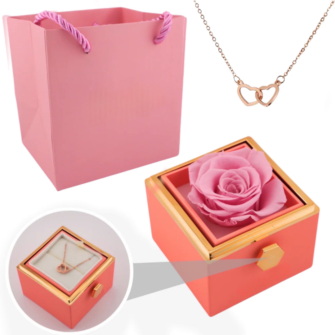 ETERNAL ROSE BOX- W/ ENGRAVED
NECKLACE & REAL ROSE.