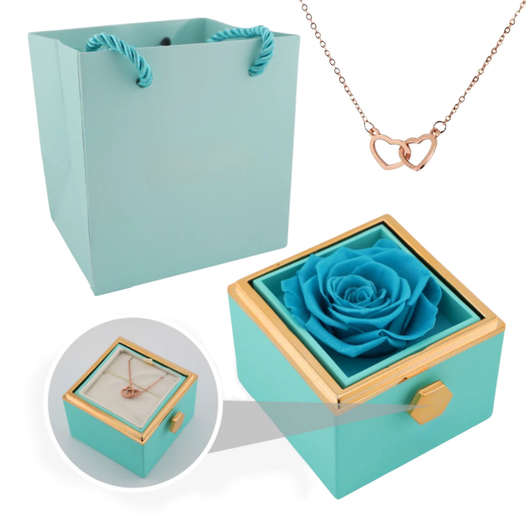 ETERNAL ROSE BOX- W/ ENGRAVED
NECKLACE & REAL ROSE.