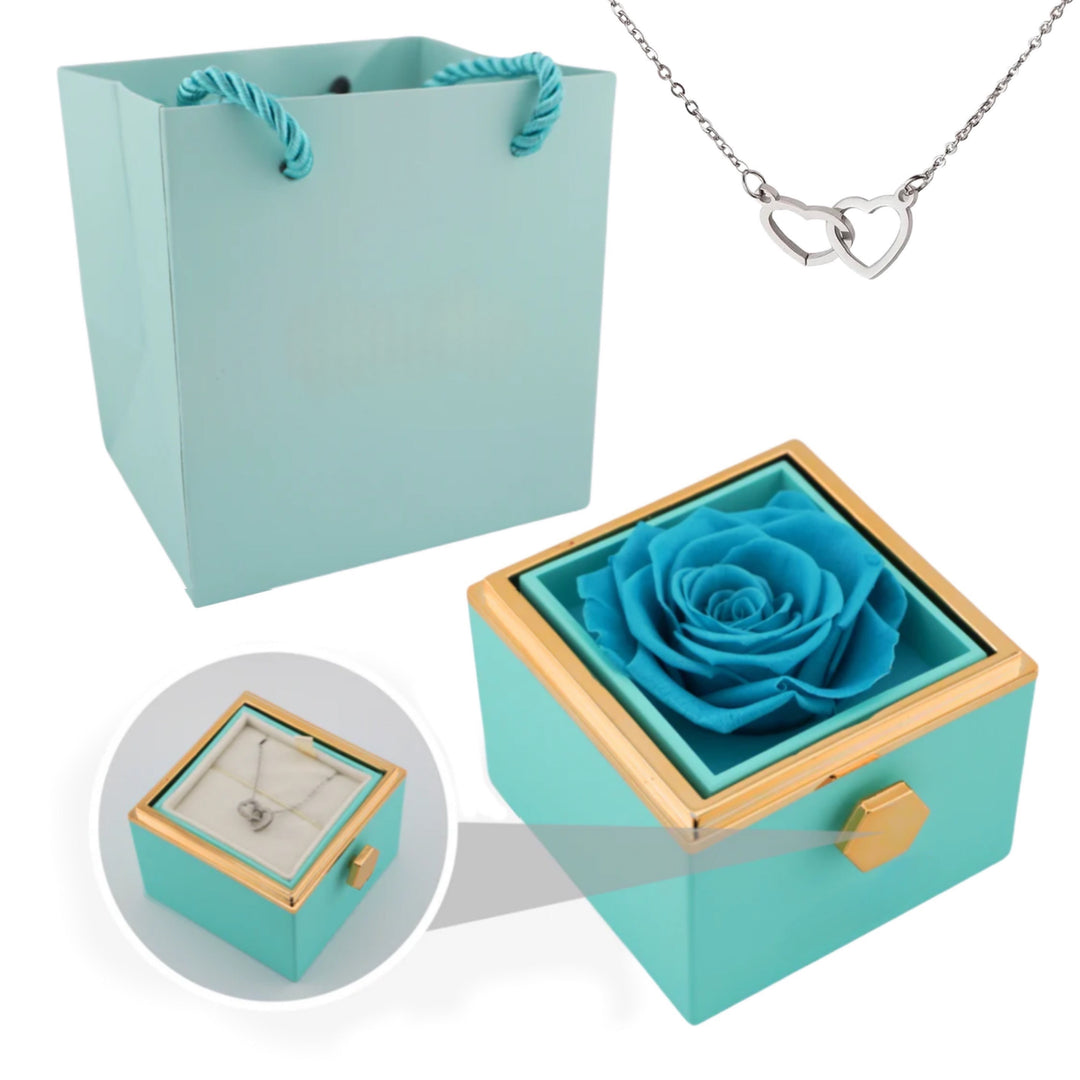 ETERNAL ROSE BOX- W/ ENGRAVED
NECKLACE & REAL ROSE.