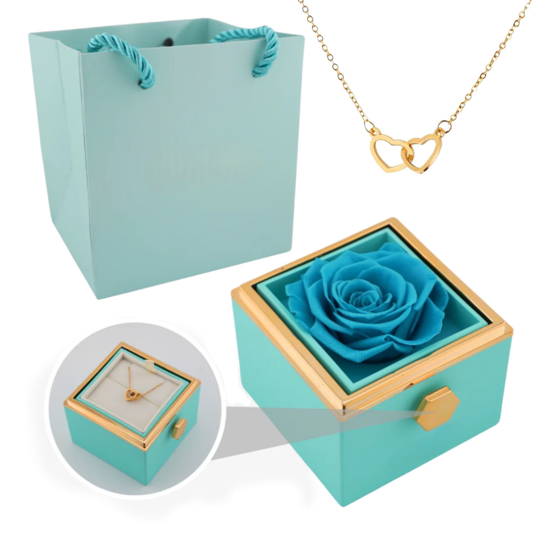 ETERNAL ROSE BOX- W/ ENGRAVED
NECKLACE & REAL ROSE.